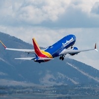 Southwest Airlines takeoff Bridger mountains in the background