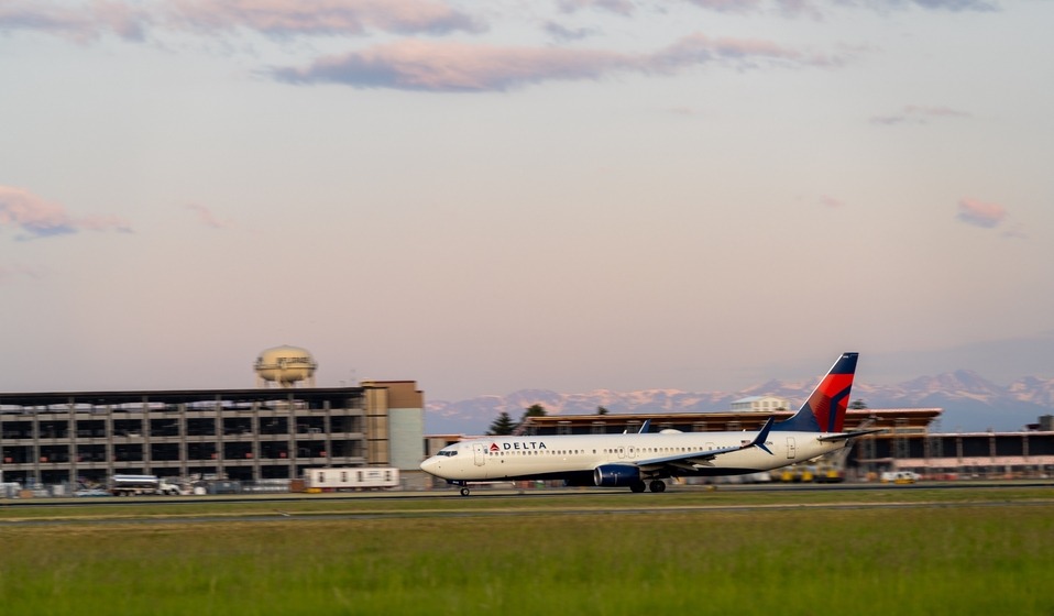 Delta Air Lines parking garage in background